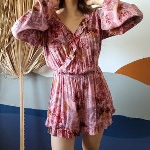 Cottagecore Wildflower Ruffle Wrap Romper